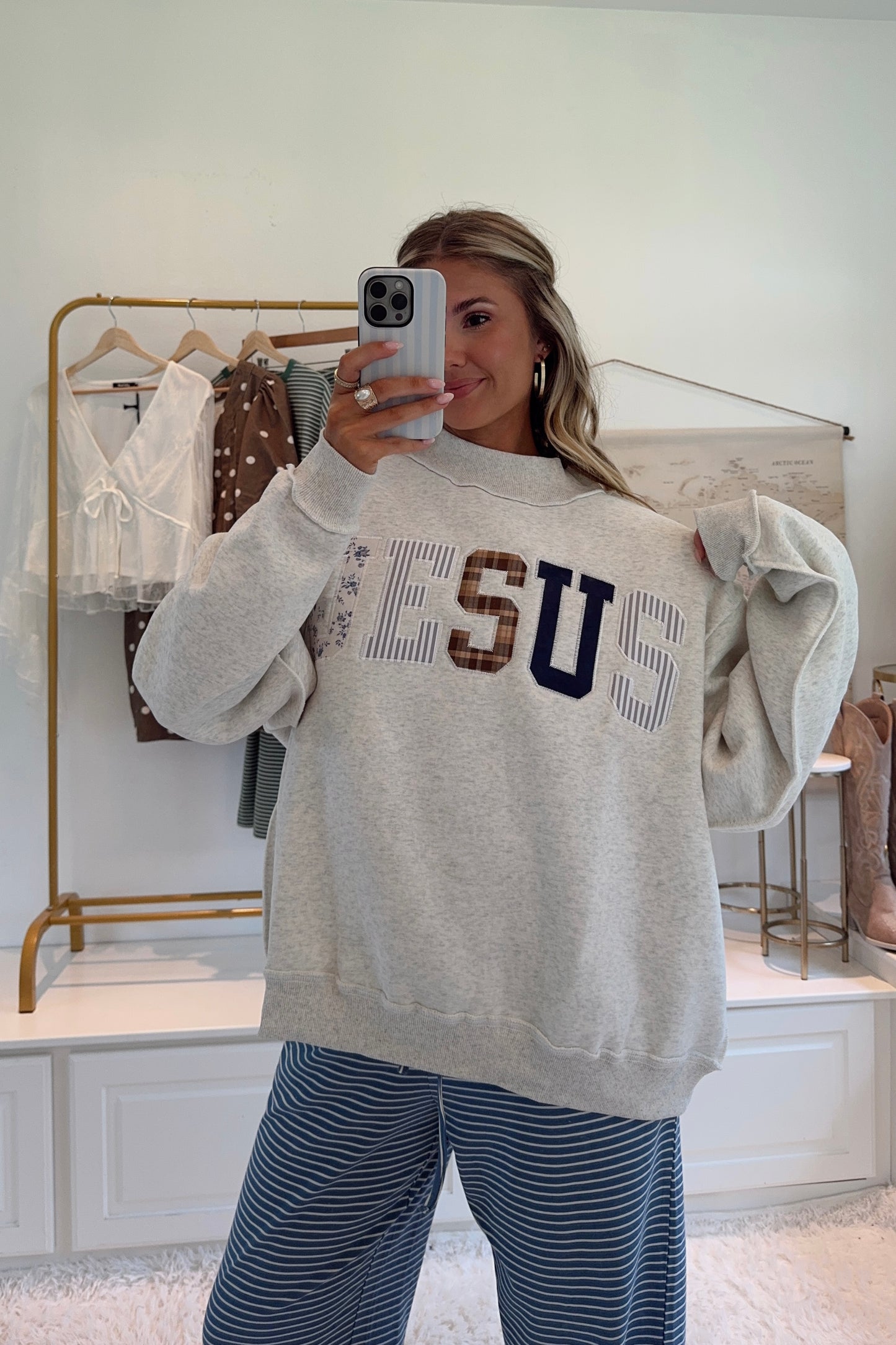 *PRE ORDER* JESUS Mock Neck Sweatshirt- Ash Gray 8/4