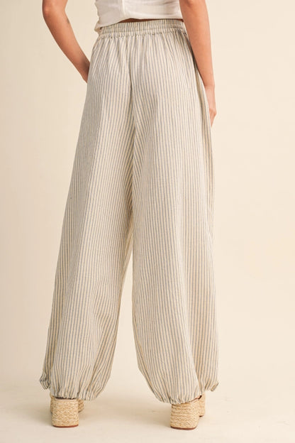 Seaside Breeze Balloon Pants- Ecru/Light Blue