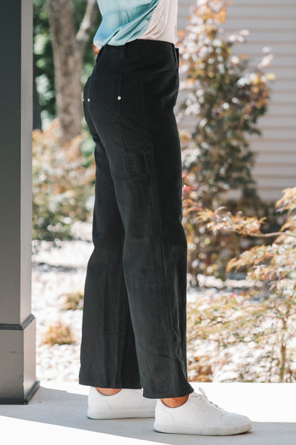 Hannah Pocket Wide Pants - Black