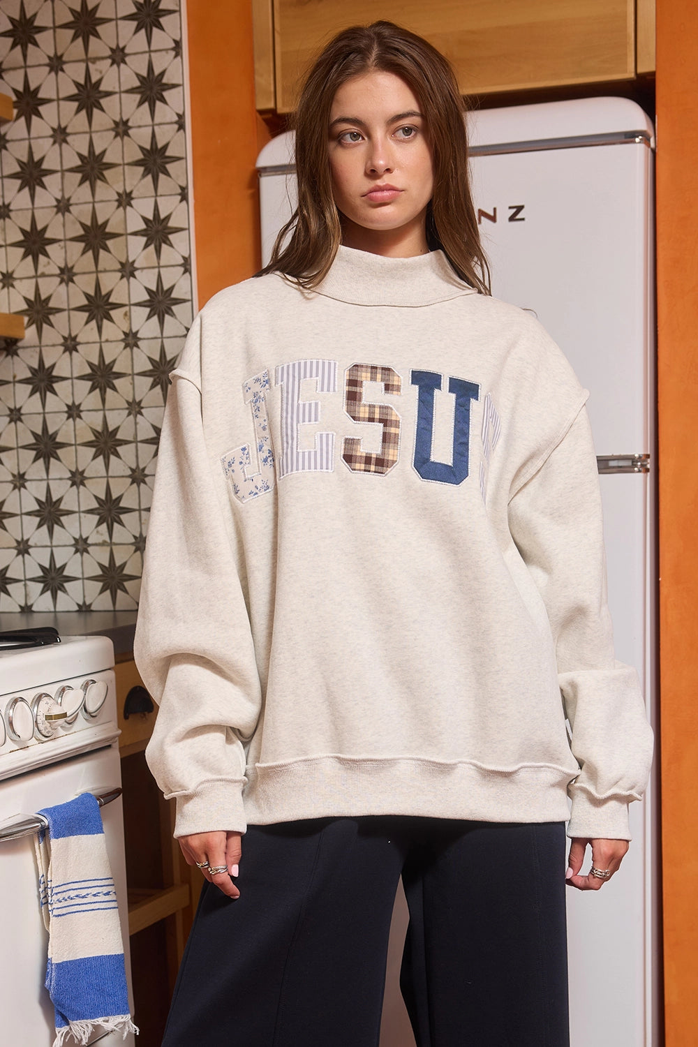 *PRE ORDER* JESUS Mock Neck Sweatshirt- Ash Gray 8/4