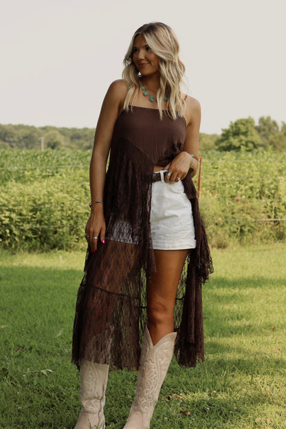 Nashville Daydream Maxi Top- Brown