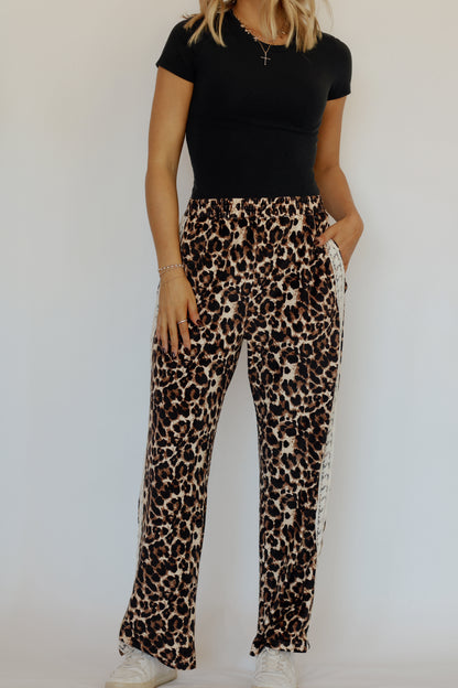 Lizzy Leopard Track Pants- Mocha