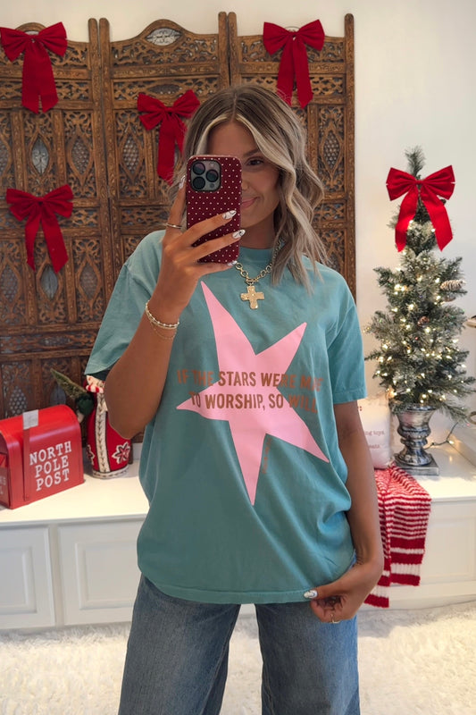 Stars Were Made to Worship Tee- Seafoam