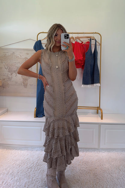 Loving Life Lace Midi Dress- Mocha