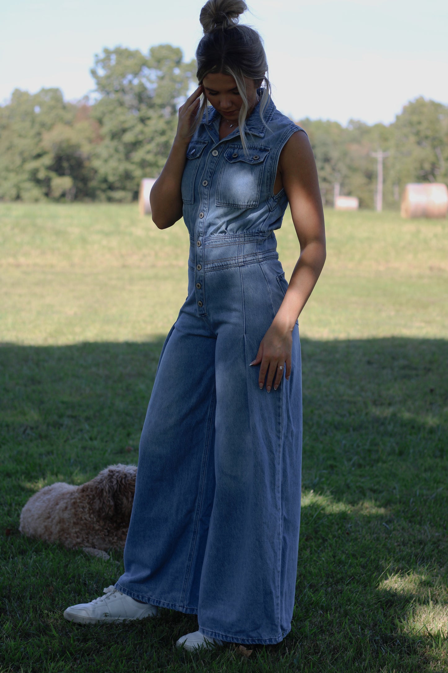 Barefoot Blue Jean Night Jumpsuit- Medium