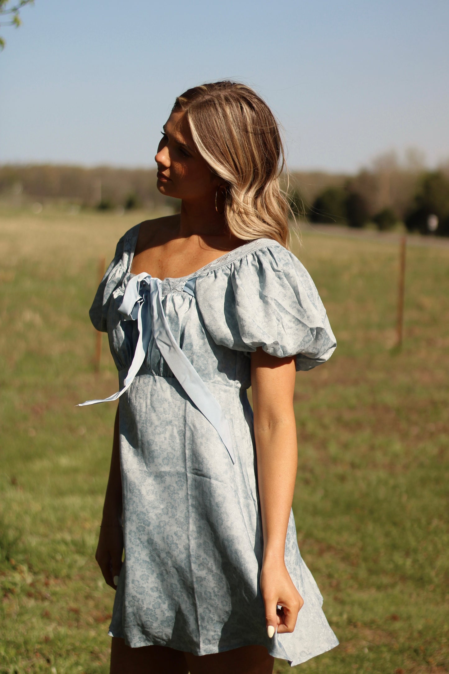 Seraphina Sky Mini Dress- Blue Floral