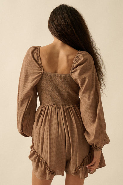 Rodeo Ruffle Romper- Toffee