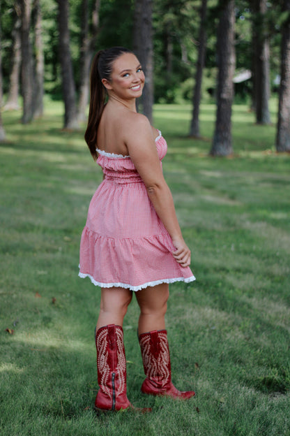 Georgia Girl Gingham Dress- Red