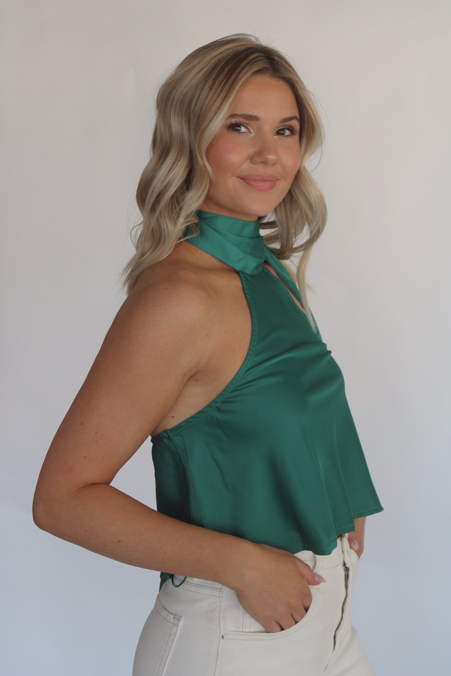 Emerald Beach Halter Top - Green