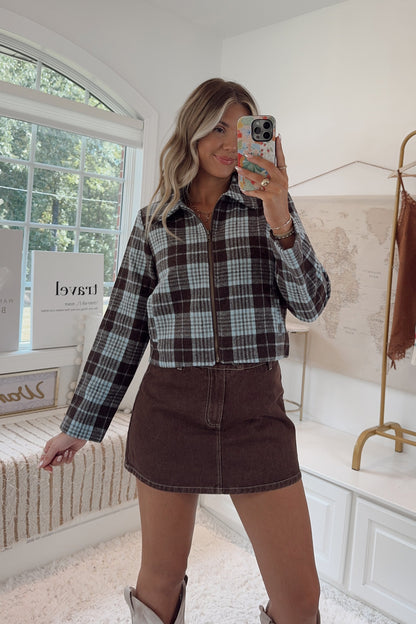 Park City Plaid Jacket- Blue/Brown