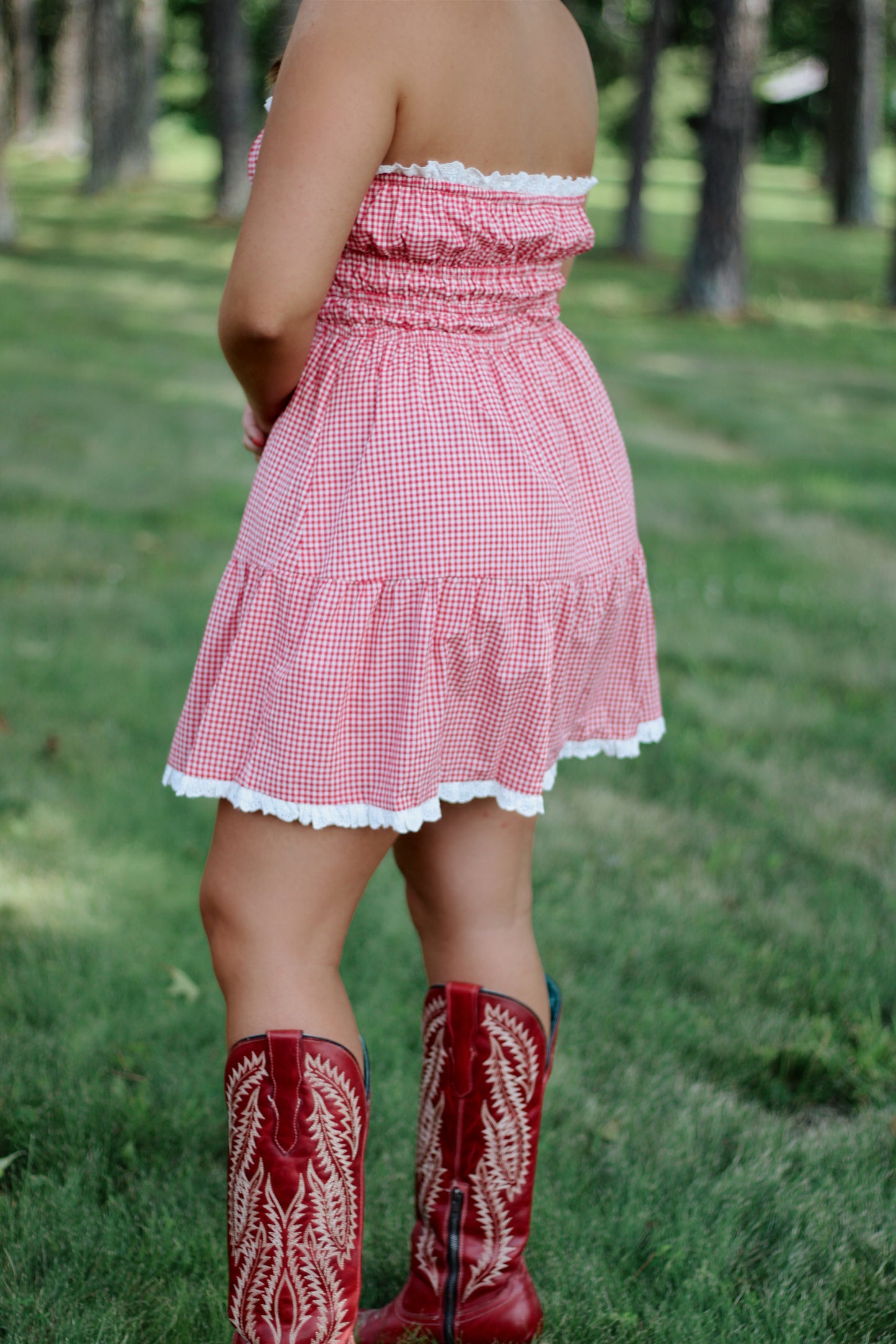 Georgia Girl Gingham Dress- Red