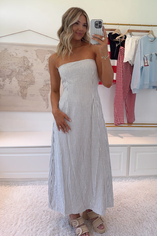 Liberty Coast Maxi Dress- Ivory/Navy