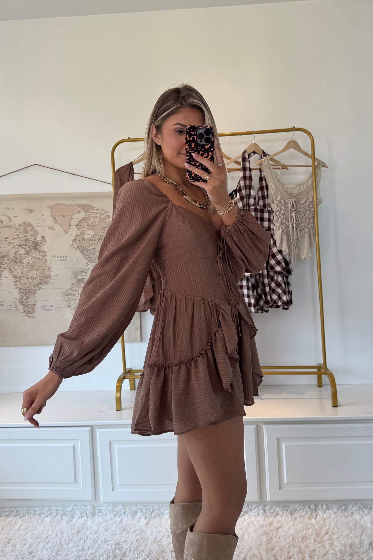 Rodeo Ruffle Romper- Toffee