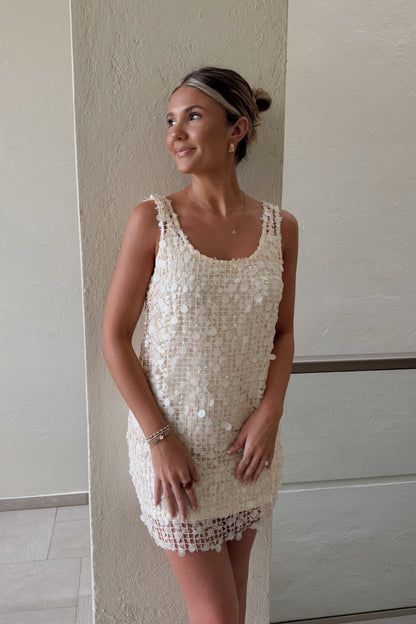Afterglow Sequin Dress- Ivory