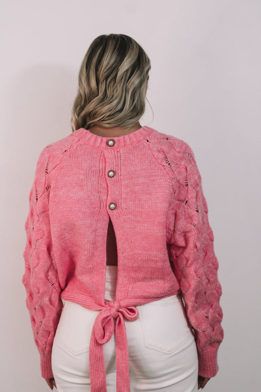 Be Mine Bow Sweater- Pink