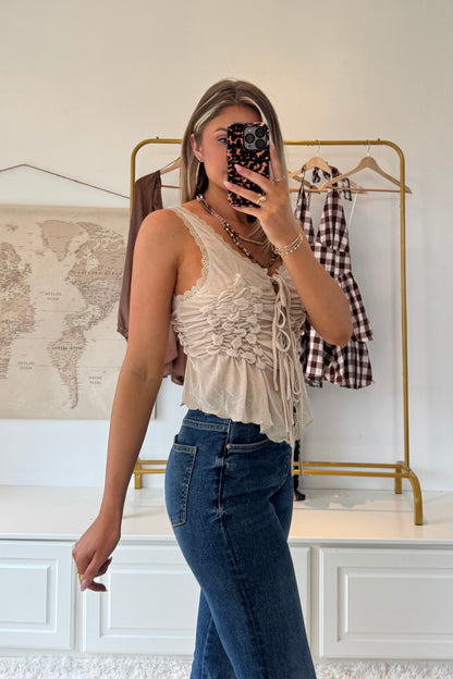 Desert Drift Front Tie Tank- Beige