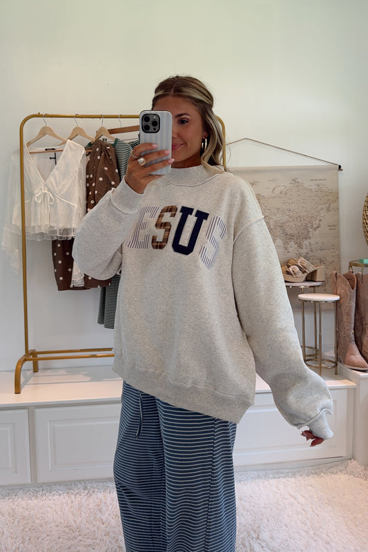 *PRE ORDER* JESUS Mock Neck Sweatshirt- Ash Gray 8/4