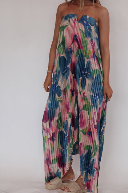 Meadowlark Pleated Maxi Dress- Lapis Bloom