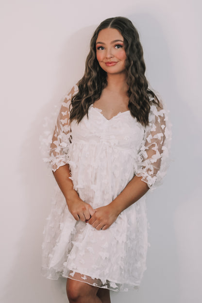 Lifetime of Butterflies Dress- White