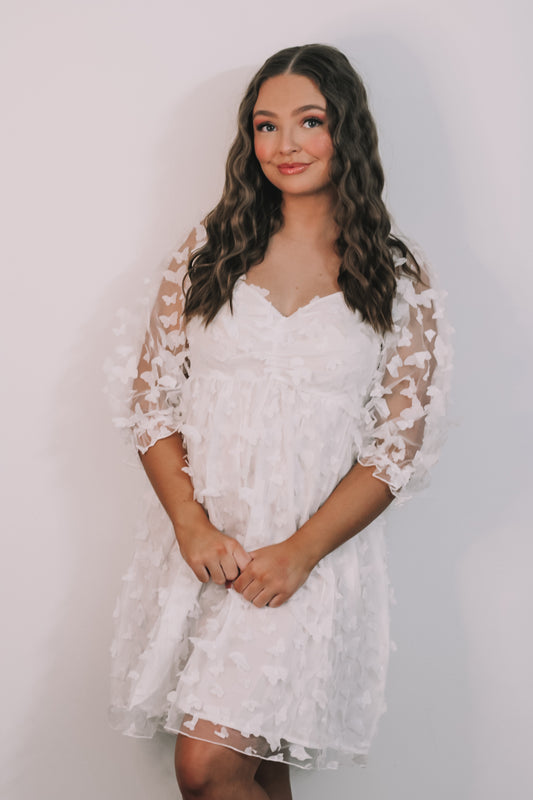 Lifetime of Butterflies Dress- White