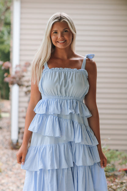 Baby Blue Midi Dress - Blue