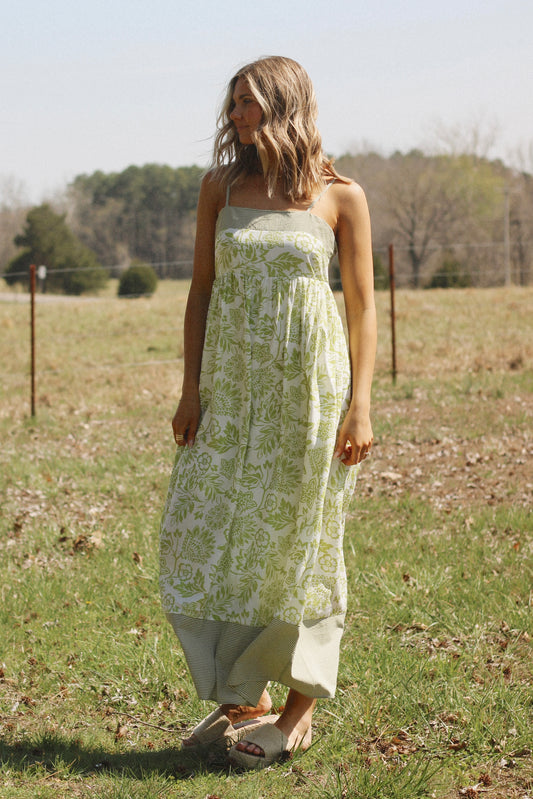 Meadow Bloom Maxi Dress- Green