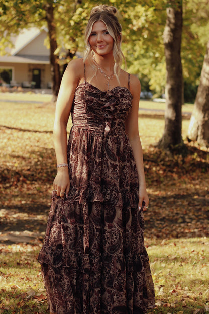 The Catalina Maxi Dress- Brown Multi