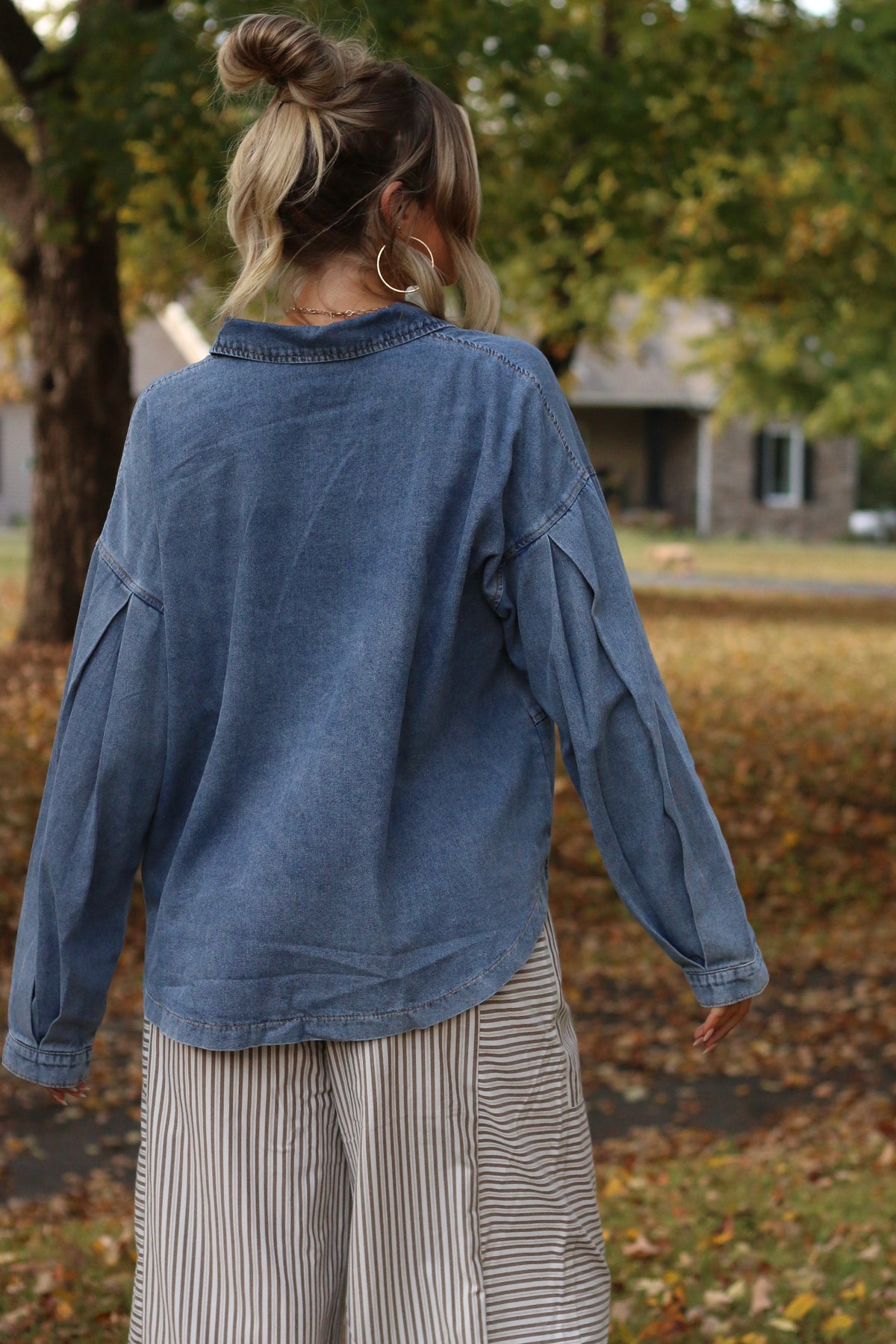 The Alpine Denim Top- Washed Denim