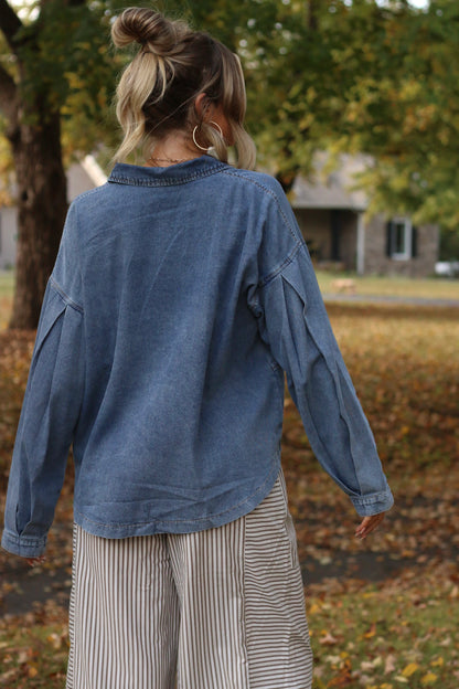 The Alpine Denim Top- Washed Denim