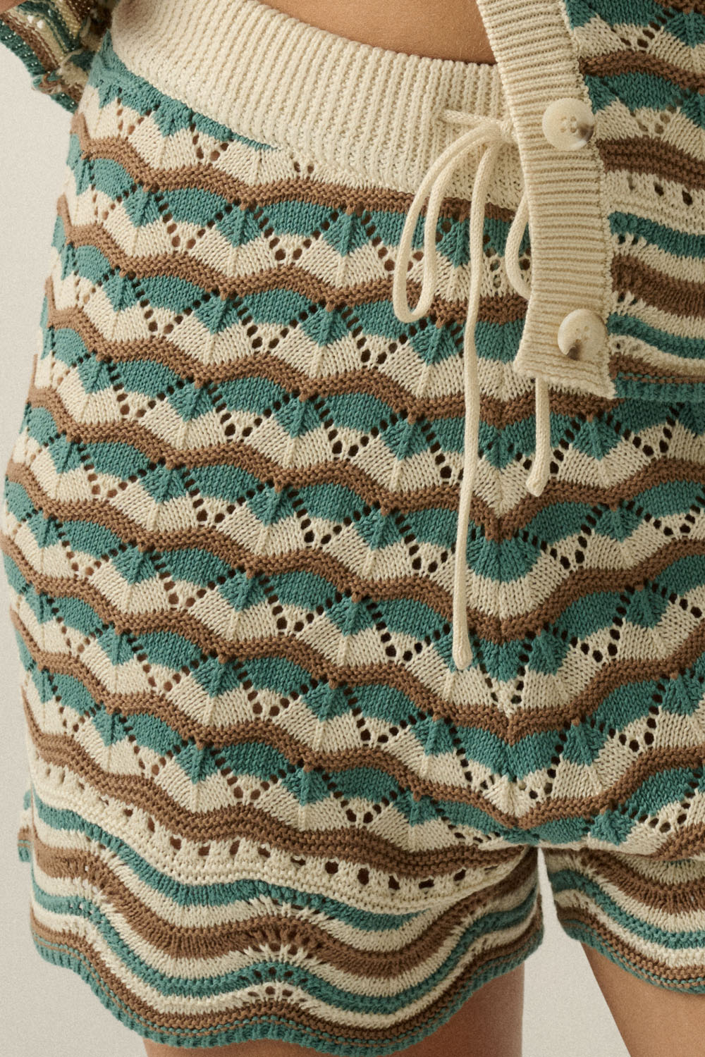 Coastal Crochet Shorts- Natural