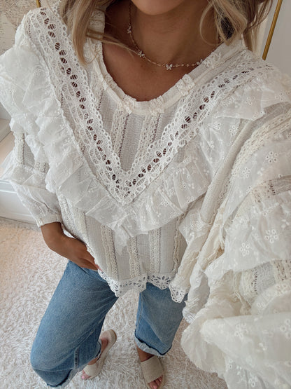 *PRE ORDER* Lace and Grace Top- Cream 4/8