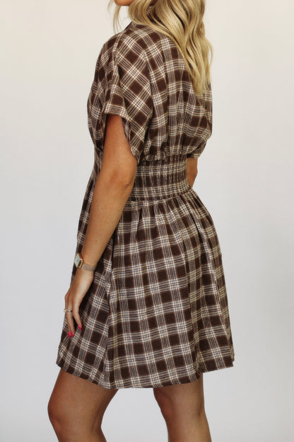 Ms. Johnson Pleated Dress- Mocha