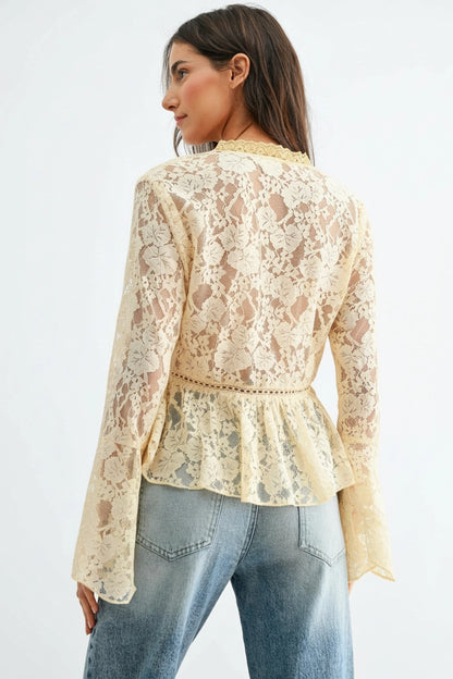 Honey Lace Blouse- Butter Yellow