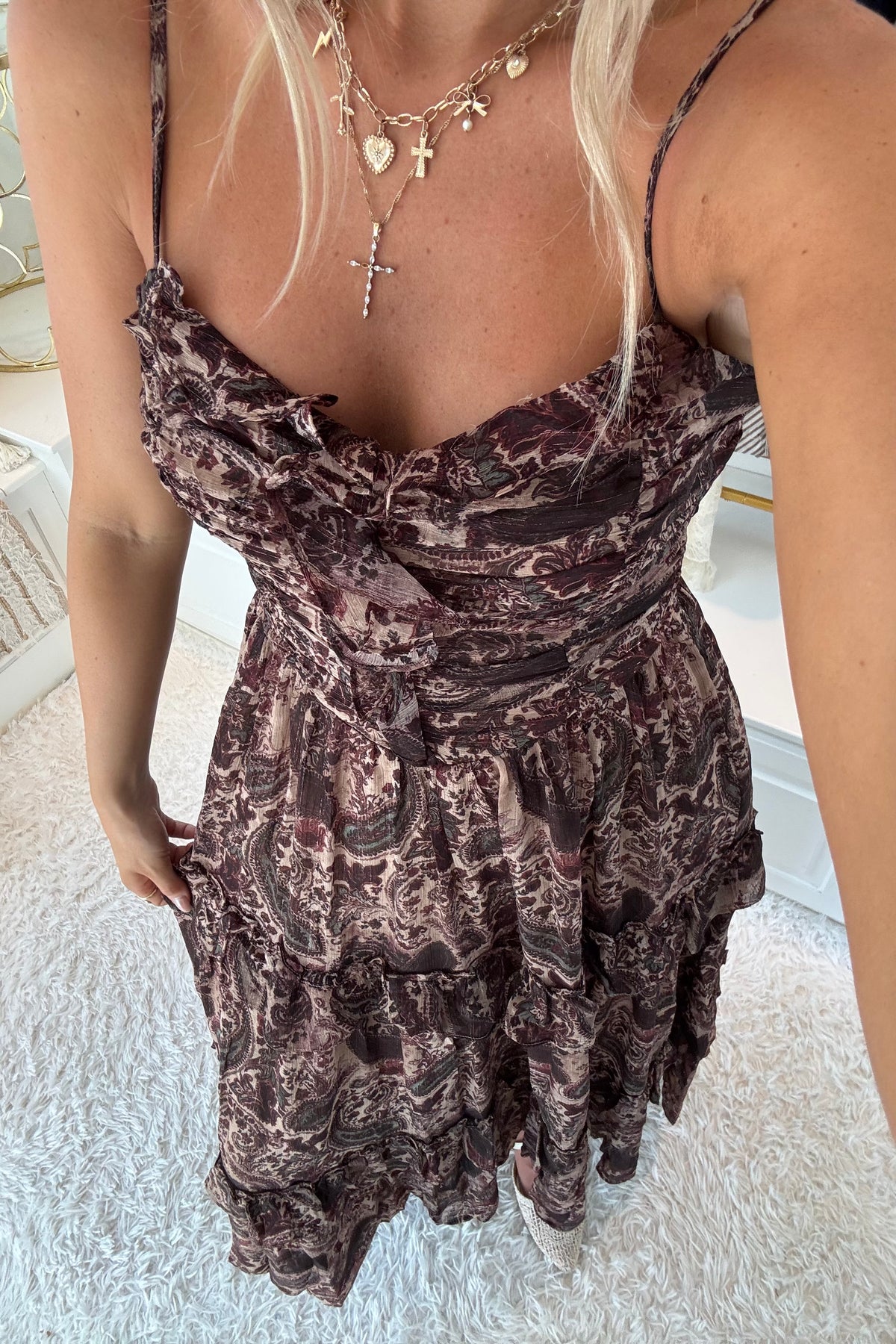 The Catalina Maxi Dress- Brown Multi