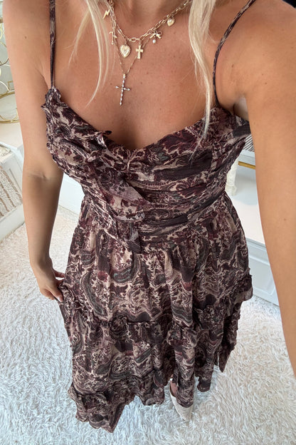 The Catalina Maxi Dress- Brown Multi