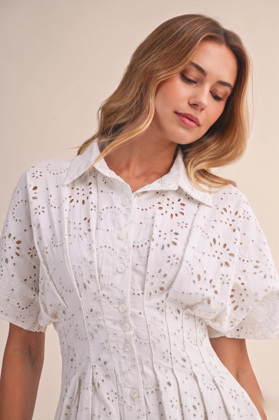 Magnolia Eyelet Mini Dress- Off White