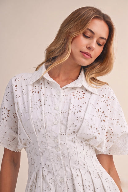 Magnolia Eyelet Mini Dress- Off White