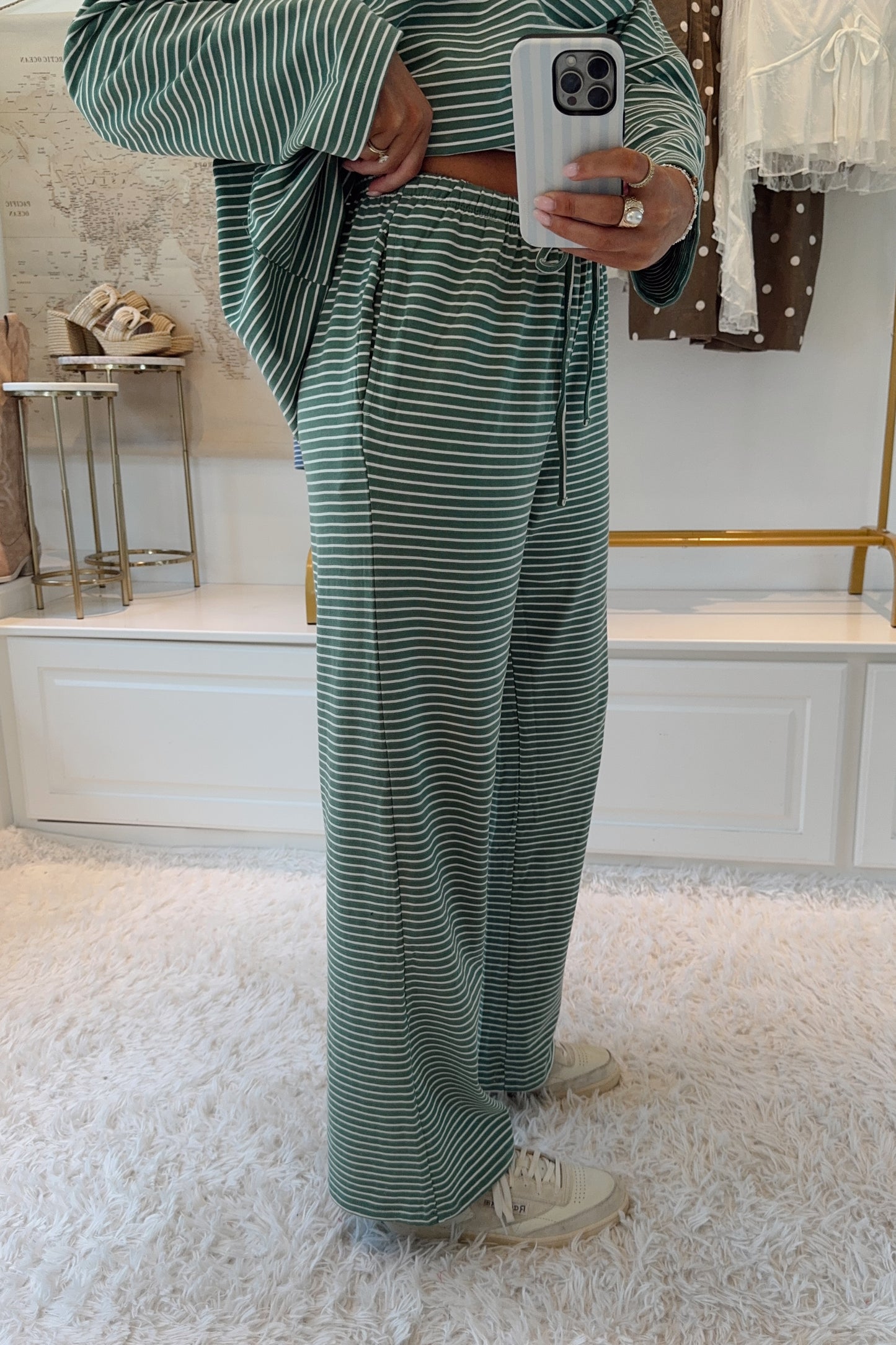 Let's Wander Stripe Set- Hunter Green