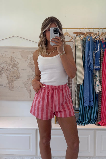 Pink Palms Shorts- Red/Pink
