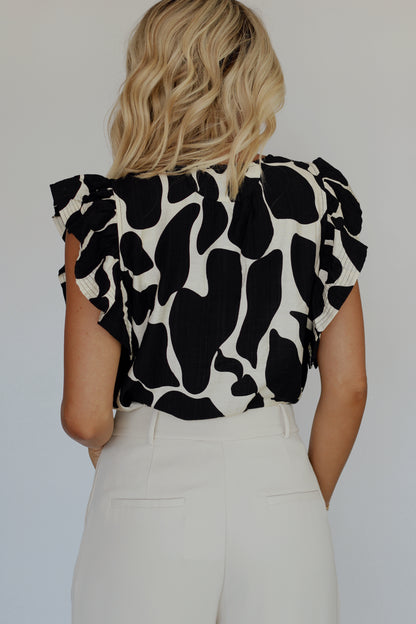 Savannah Blouse- Black/Ivory