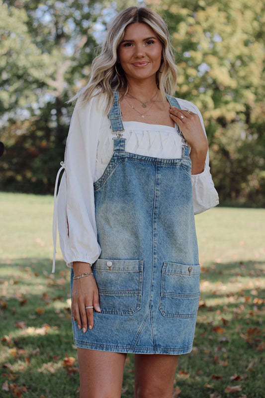 Daily Denim Overall Mini Dress - Denim