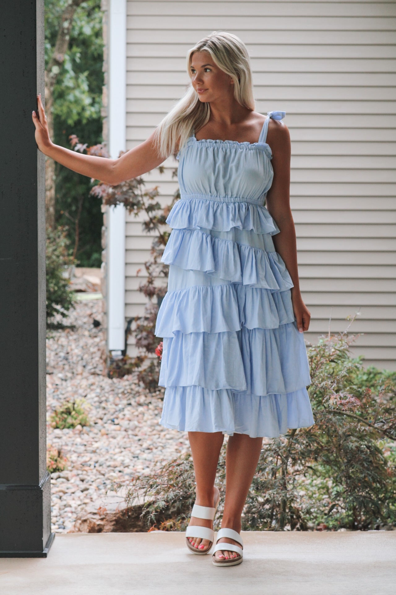 Baby Blue Midi Dress - Blue