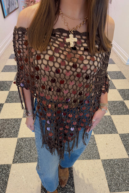 Copper Glow Poncho- Brown