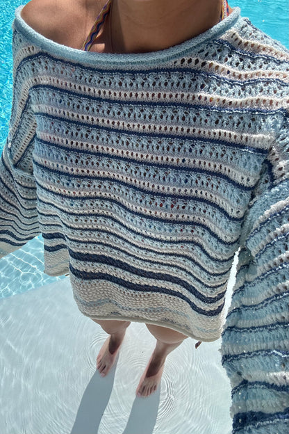 Sea Breeze Crochet Top- Indigo