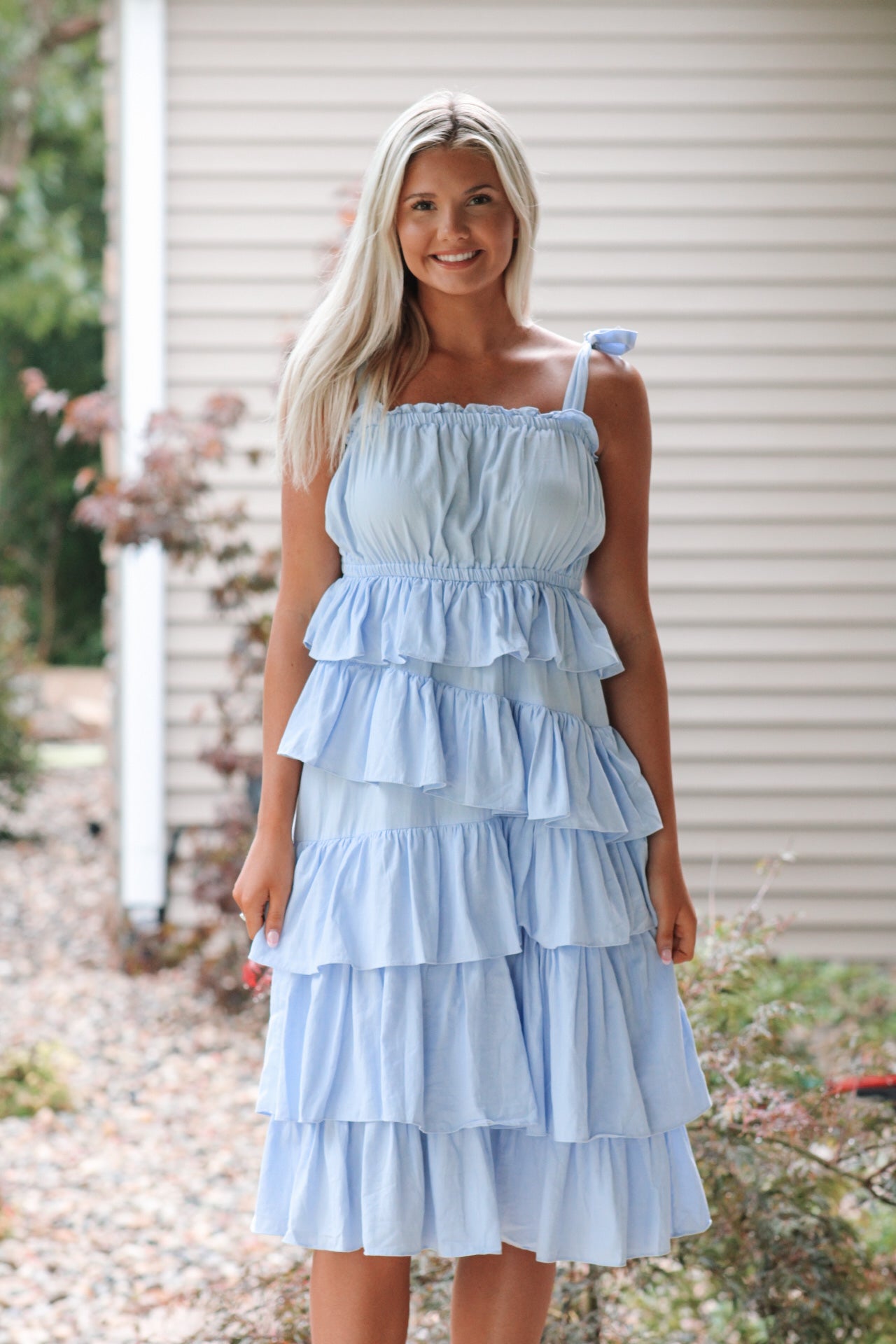 Baby Blue Midi Dress - Blue