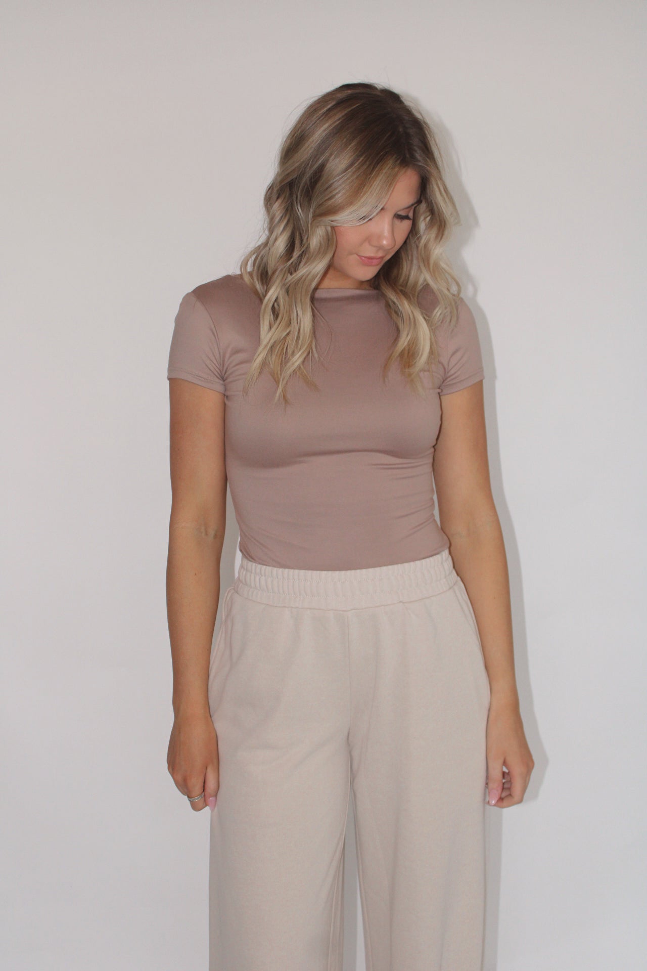 Sarah Short Sleeve Top - Mocha