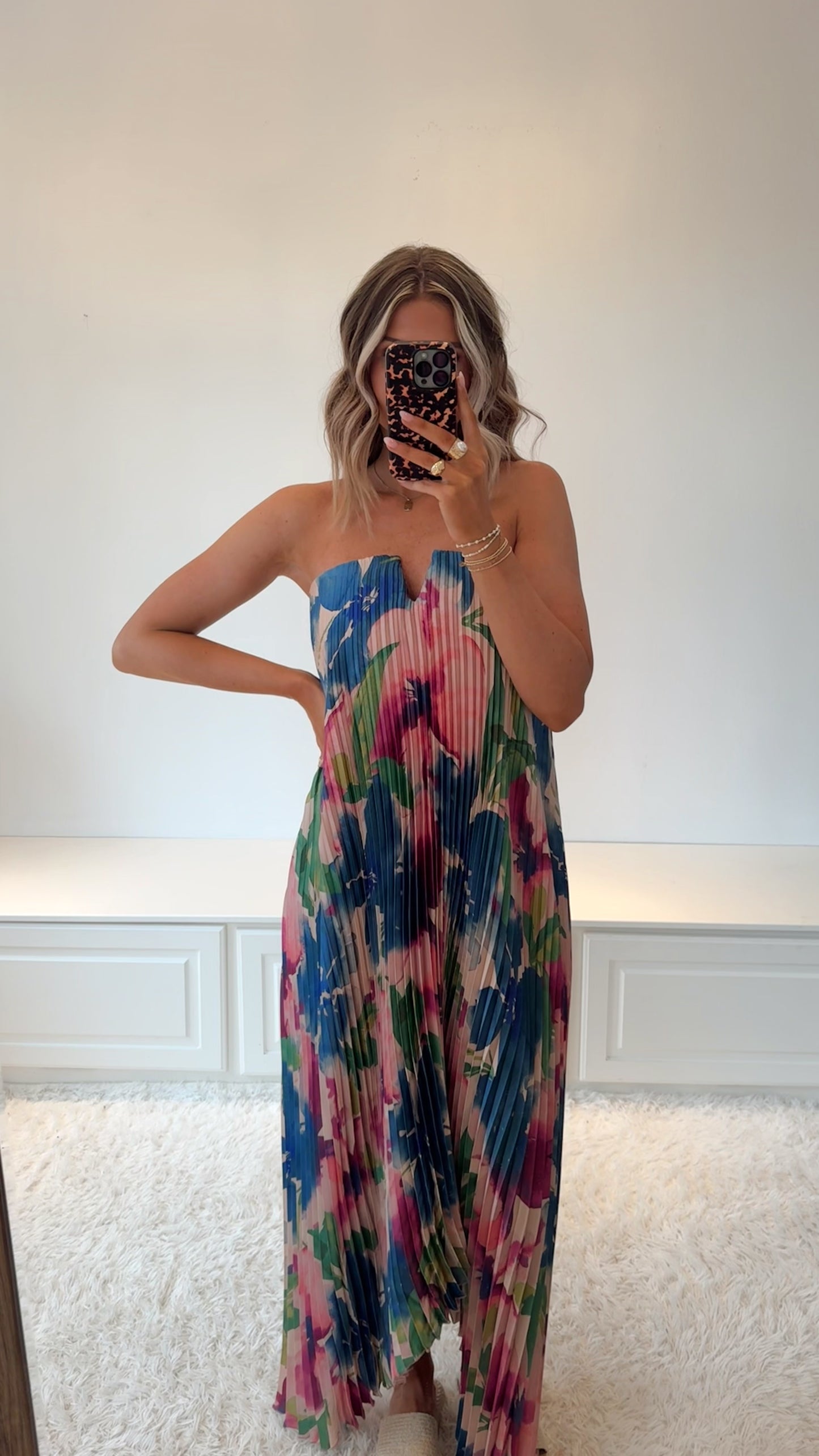 Meadowlark Pleated Maxi Dress- Lapis Bloom