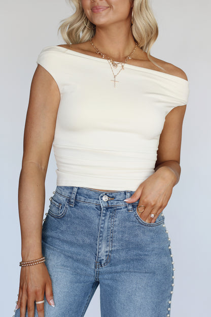 Olivia Off The Shoulder Top- Cream