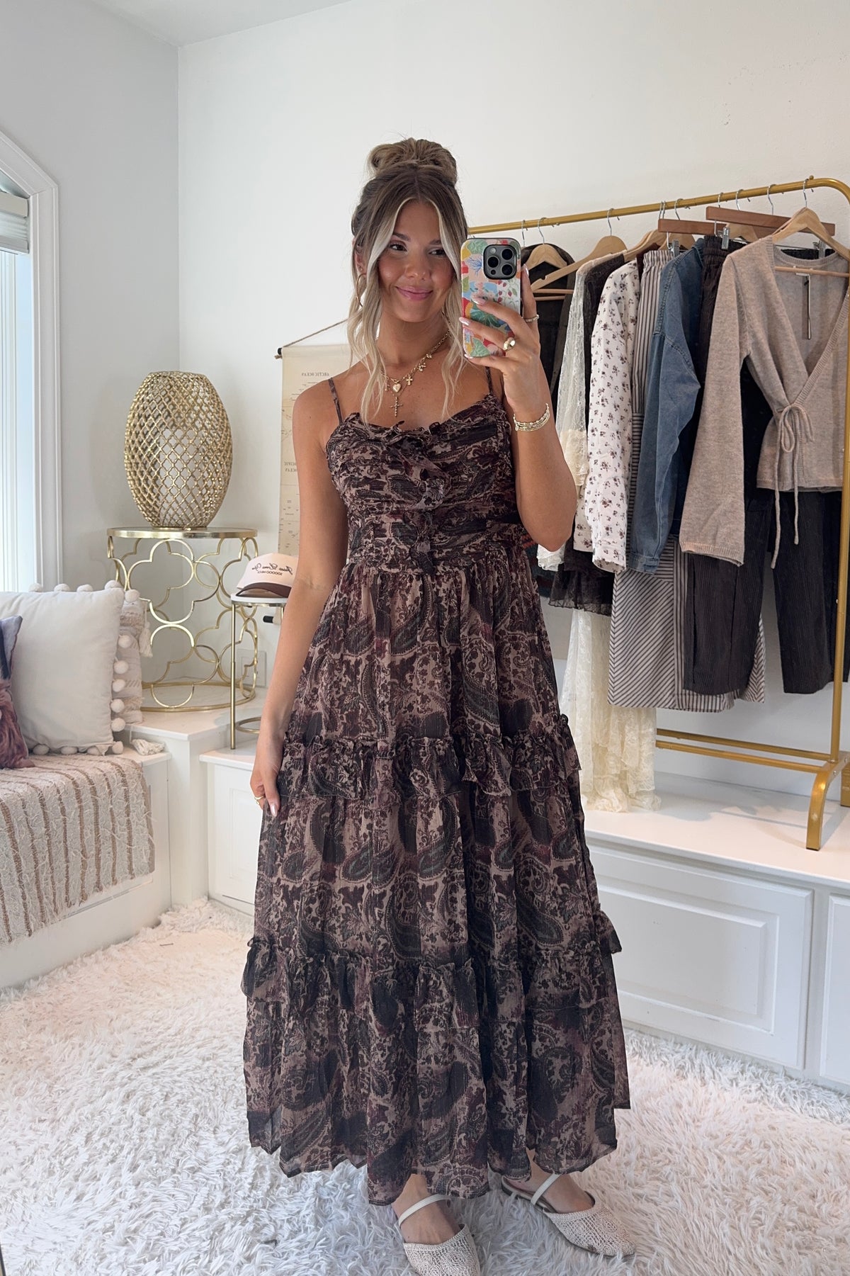 The Catalina Maxi Dress- Brown Multi