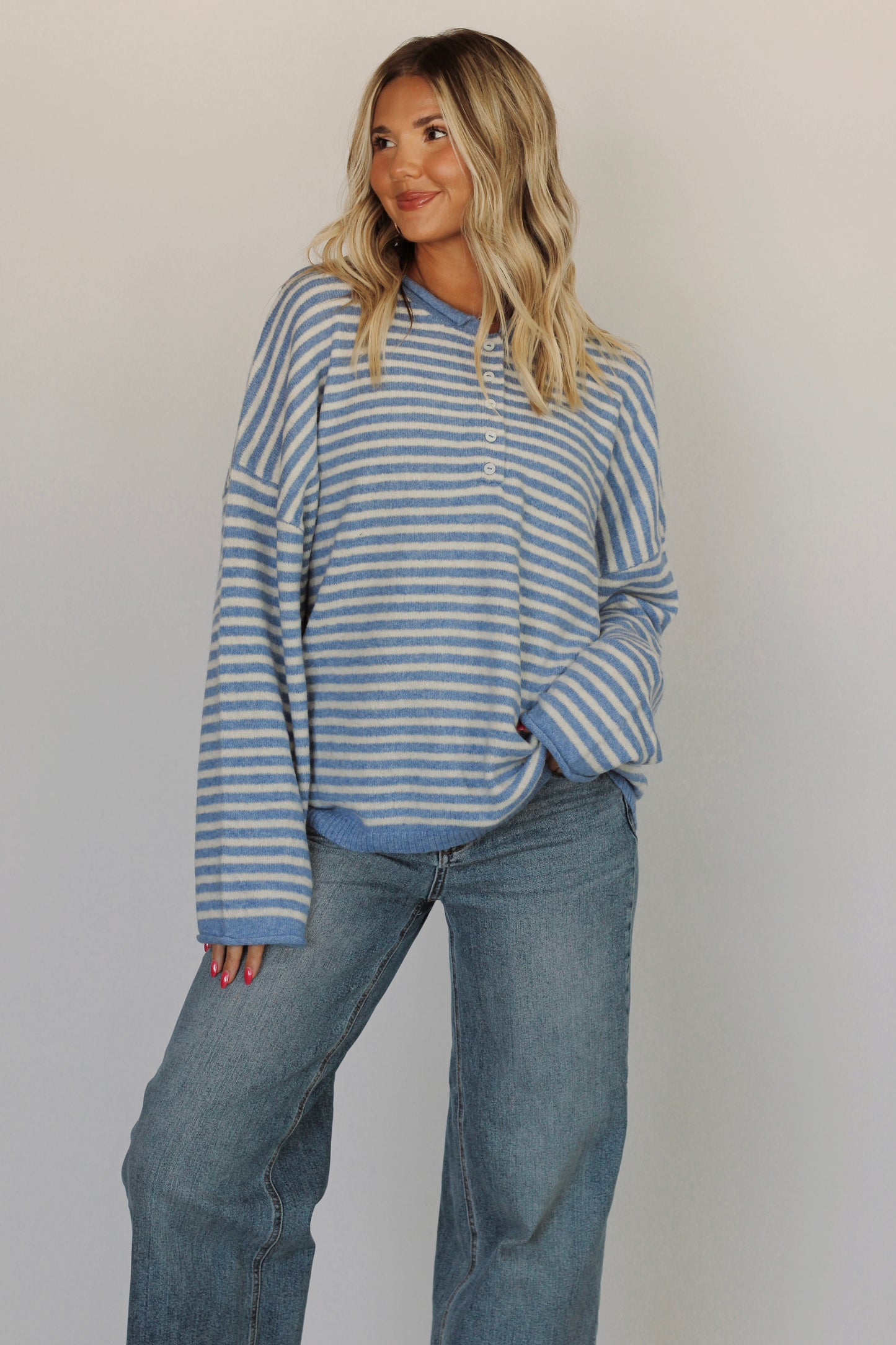 Mrs. McLerran's Striped Sweater - Blue/White